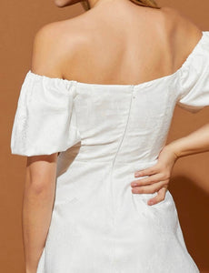 Jacquard White Short Dress