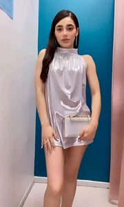 Silver Metallic Halter Top/Dress