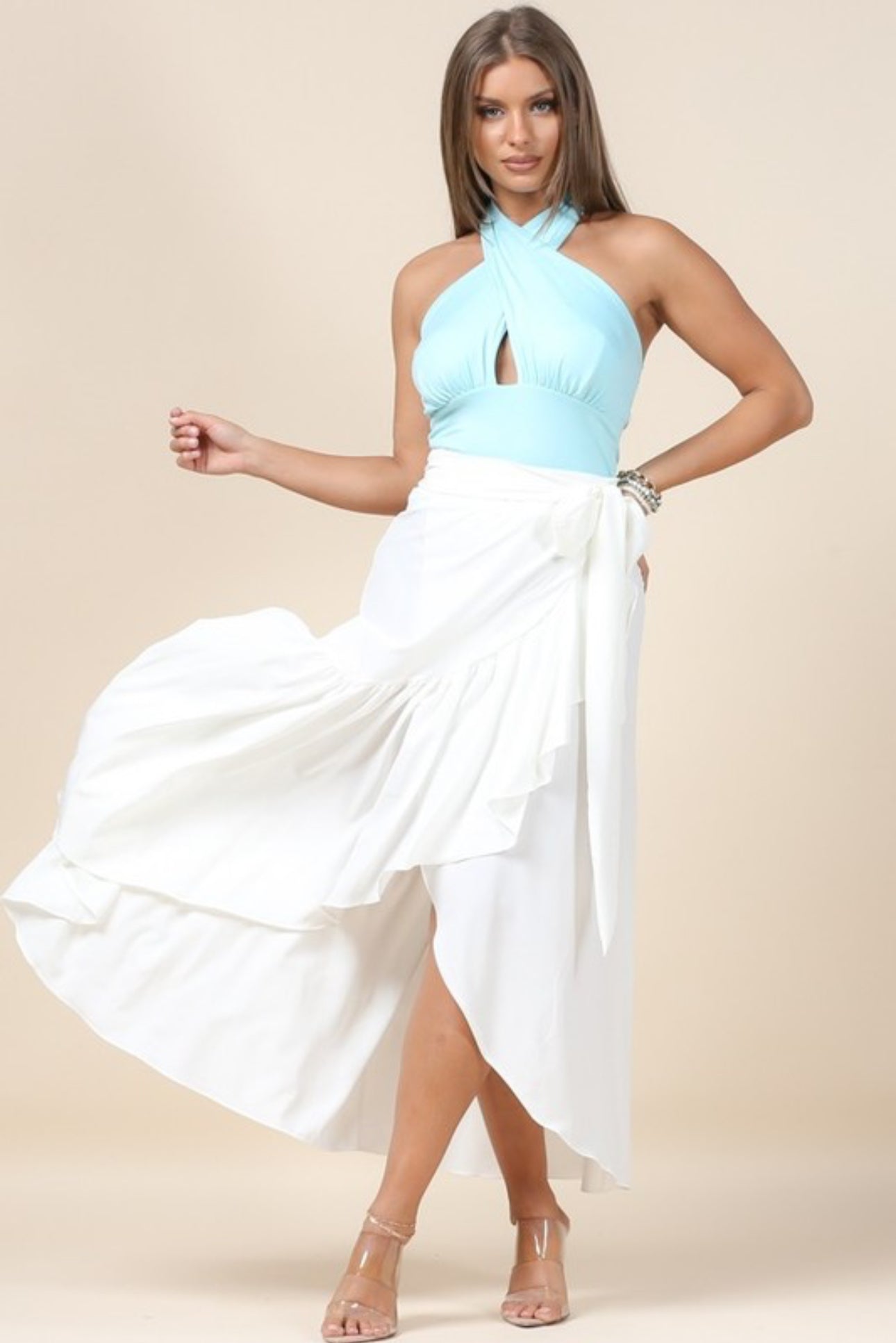 Wrap Around White Multiway Skirt / Dress