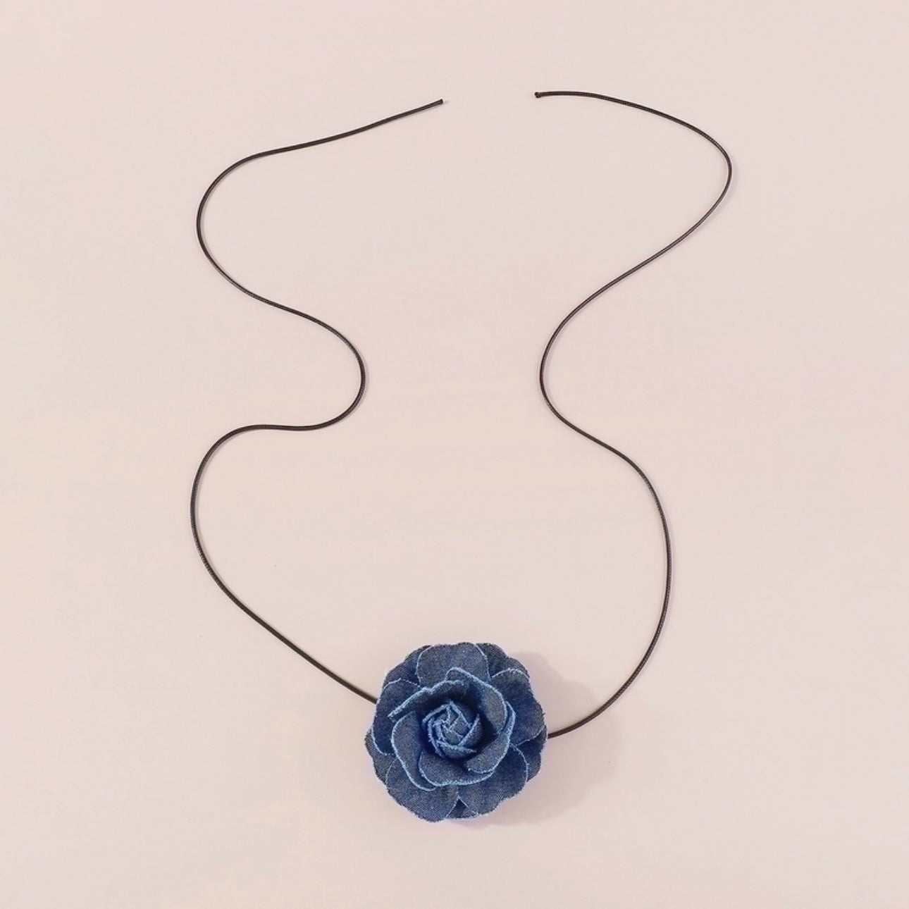 Denim Rosette Choker