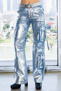 Metallic Cargo Pants