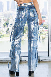 Metallic Cargo Pants