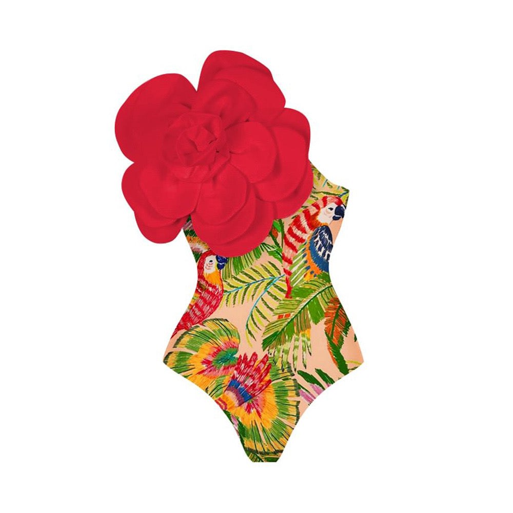 Red Tropical Print Set