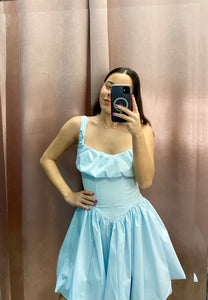 Balloon Baby Blue Short Dress