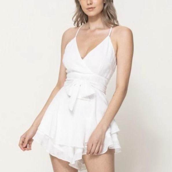 White Spaghetti Strap Romper