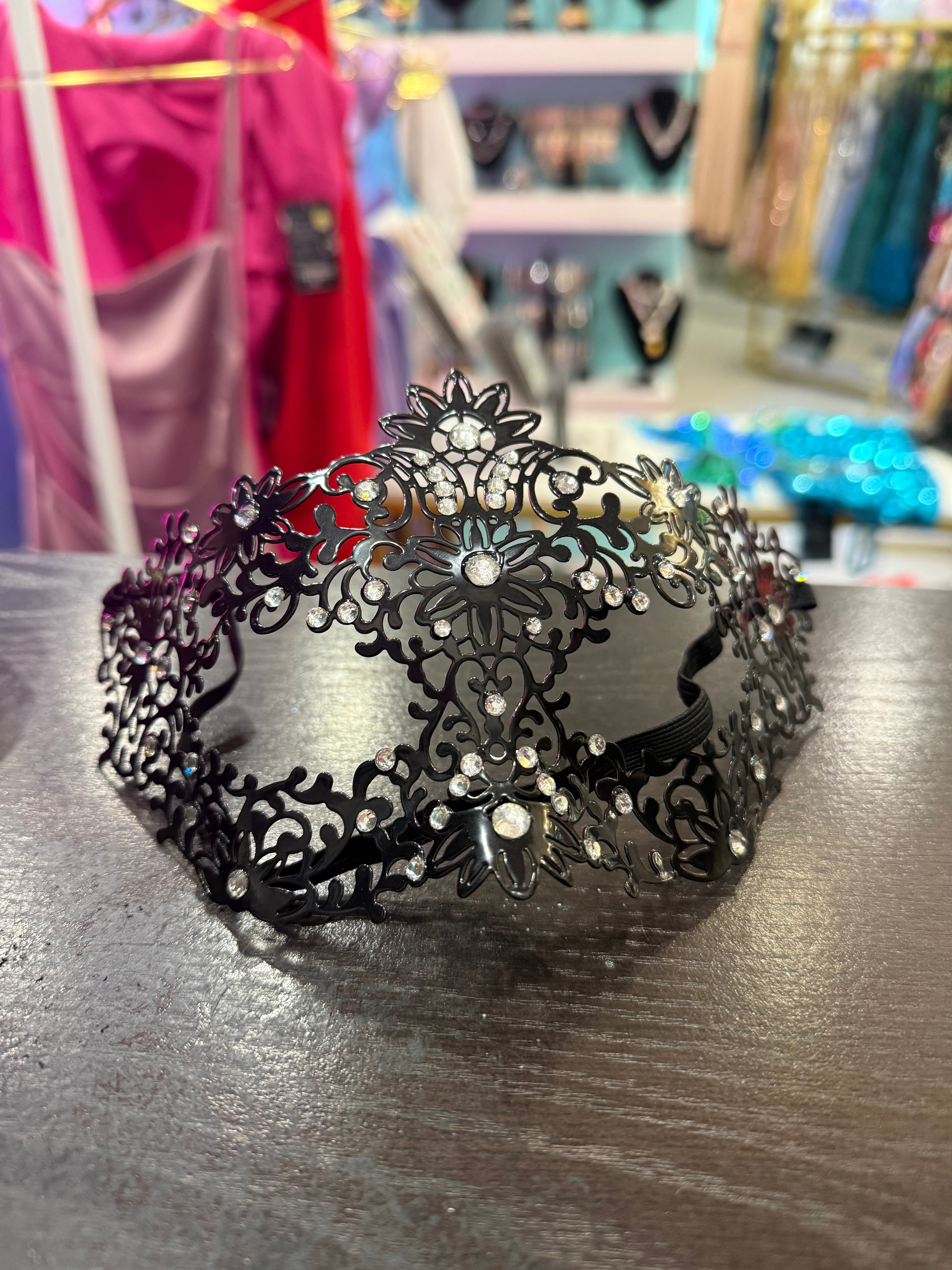 Black Mask With Silver Gemstones