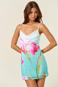 Tropical Flower Bodycon Short Dress