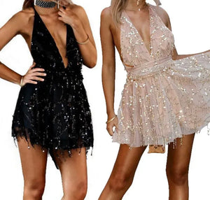 Sequins Fringes Mini Dress