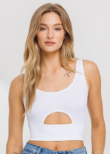 White Cutout Crop Top