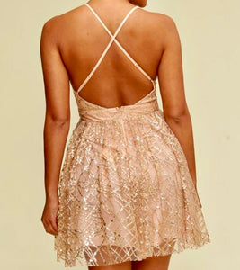 Rose Gold Sequined Short Dress