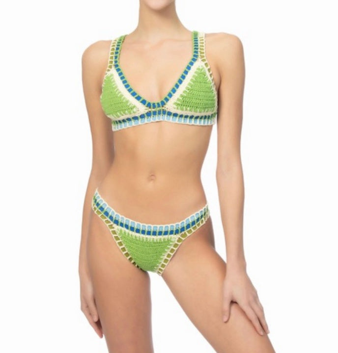 Hand Made Crochet Green & Blue Bikini