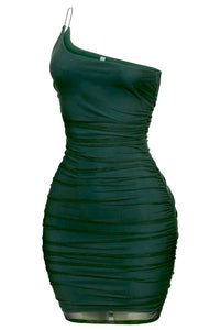 One Shoulder Bodycon Hunter Green Dress