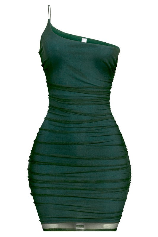 One Shoulder Bodycon Hunter Green Dress MODALIER One Shoulder Bodycon Hunter Green Dress MODALIER