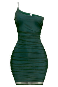 One Shoulder Bodycon Hunter Green Dress