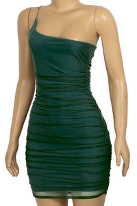 One Shoulder Bodycon Hunter Green Dress