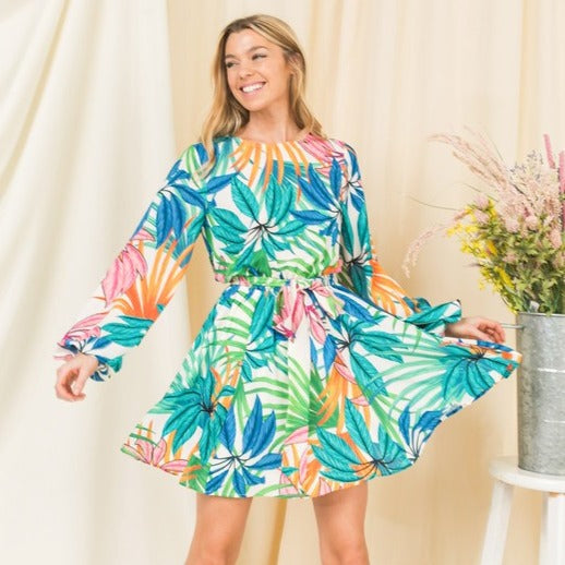 Colorful Leaves Mini Dress