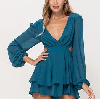 Teal Gorgeous Back Romper