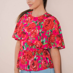 Peplum Floral Cape Top