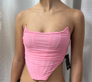 Strapless Mesh Pink Corset