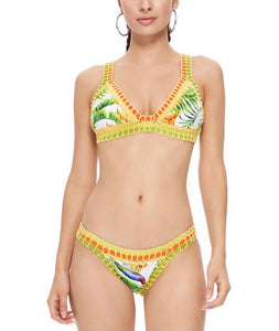 Hand Made Crochet Palm Tree Print Bikini