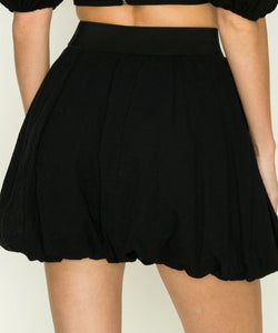 Black High Waisted Bubble Mini Skirt