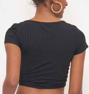 Black Ruched Crop Top