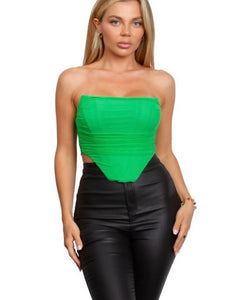 Green Strapless Mesh Corset