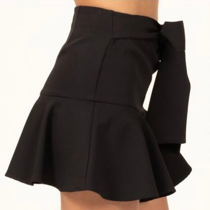 Black Asymmetrical Ruffled Skirt