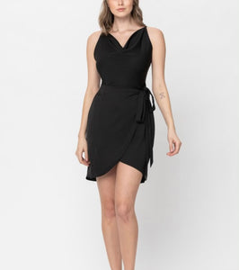 Black Cowl Neck Tulip Dress