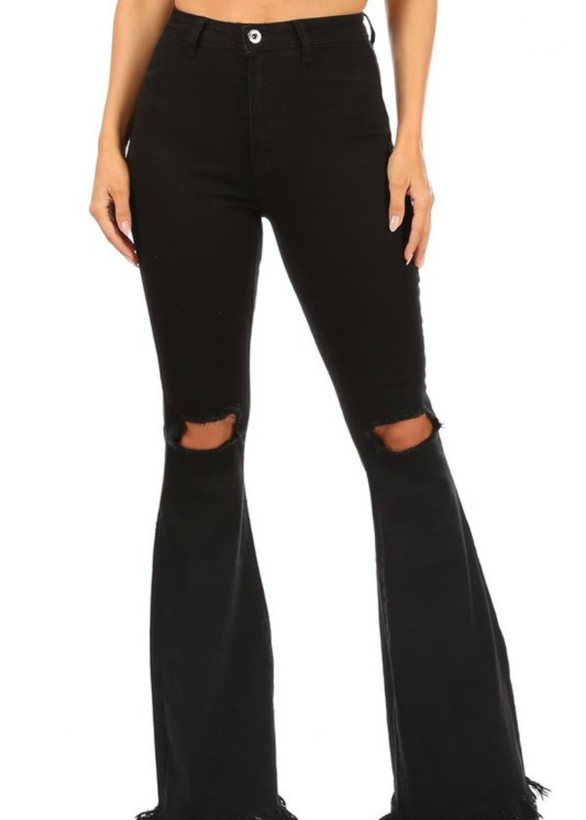 Black High-waisted Flare Jeans