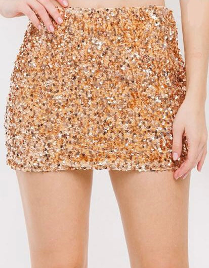 Golden Sequined Mini Skirt