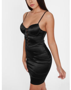 Black Satin Corset Dress