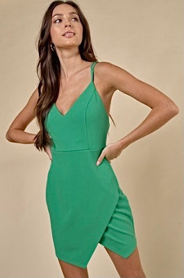 Green Asymmetric Bodycon Dress