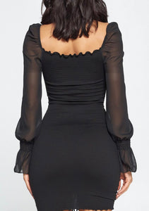 Long Sleeves Bodycon Black Dress