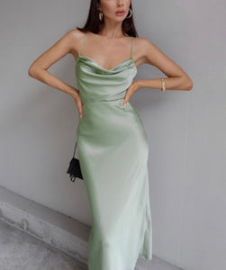 Mint Green Midi Satin Dress MODALIER Mint Green Midi Satin Dress MODALIER