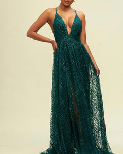 Emerald Green Sequined Dress