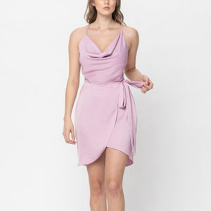 Lavender Cowl Neck Short Tulip Dress