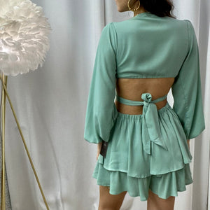 Sage Cut Out Long Sleeve Romper