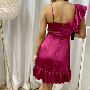 Magenta Satin Dress