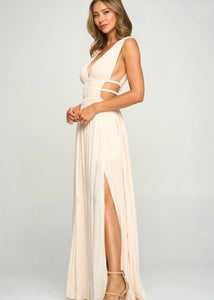 Ivory Side Cutout Long Dress