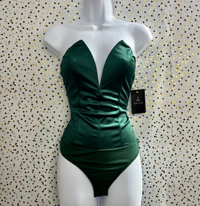 Satin Green Corset Bodysuit