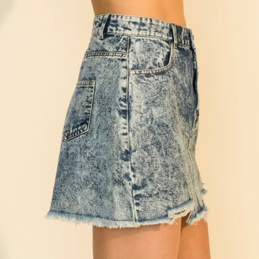 Denim Acid Mini Skirt