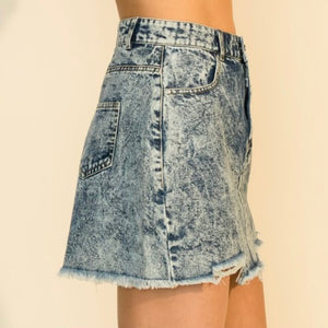 Denim Acid Mini Skirt