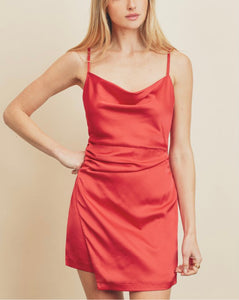 Bright Red Asymmetric Mini Dress