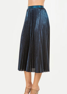 Blue Pleated Midi Skirt