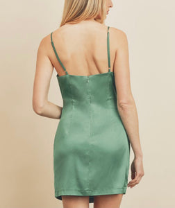 Green Asymmetric Mini Dress