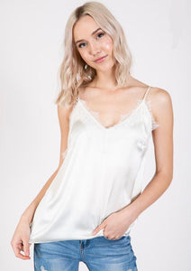 White Satin Lace Top