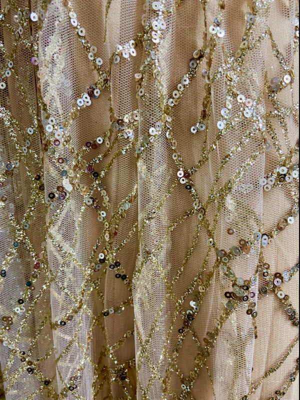 Gold Sequined Long Formal Dress