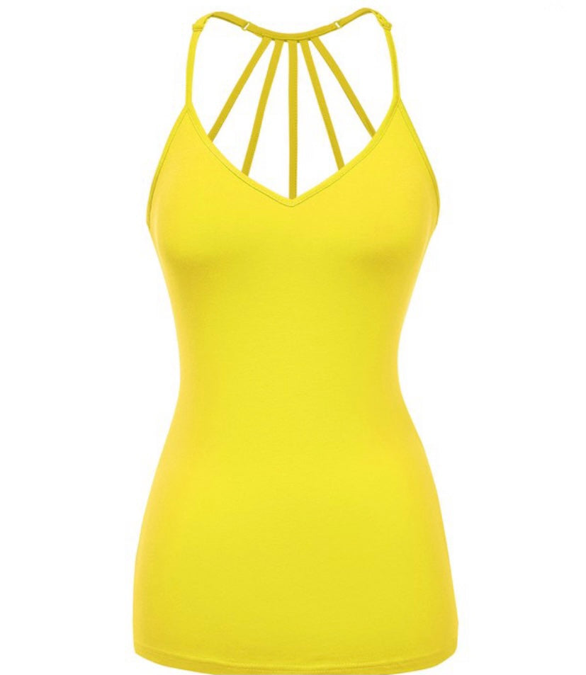 Yellow Tank Top With Detailed Upper Back