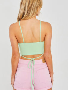 Light Green Ribbed Halter Crop Top